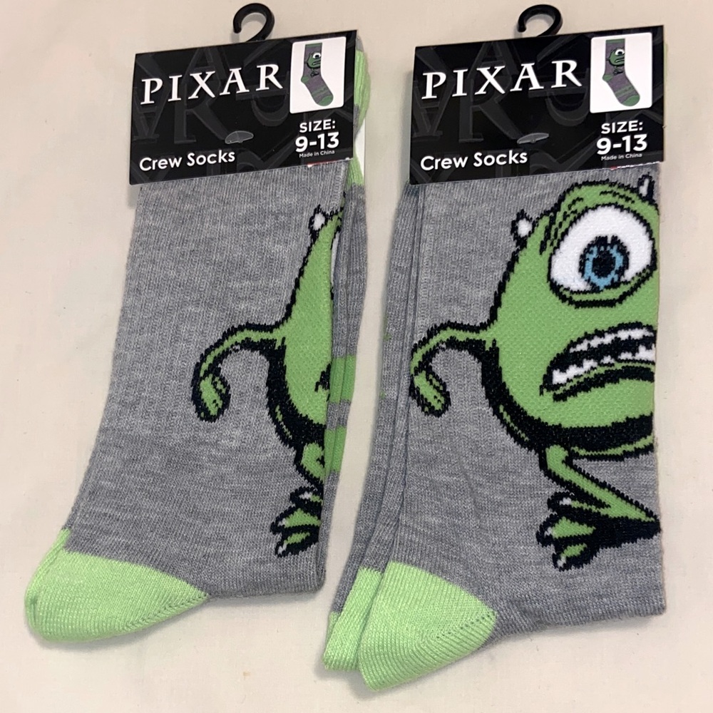 Pixar monsters Inc. crew socks 2 pairs NWT
